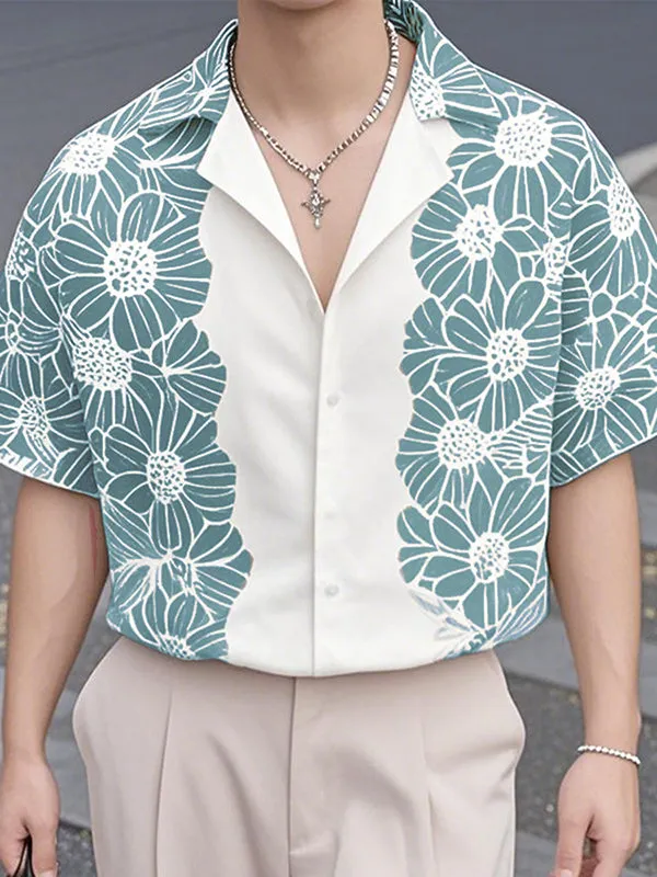 Mens Lace Patchwork Short Sleeve Shirt SKUL08489 sold by Incerunmen