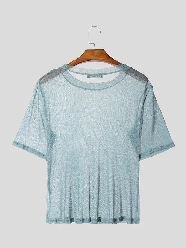 Mens Glitter Sheer Mesh Short Sleeve T-Shirt SKUL10749 sold by Incerunmen product image thumbnail 5