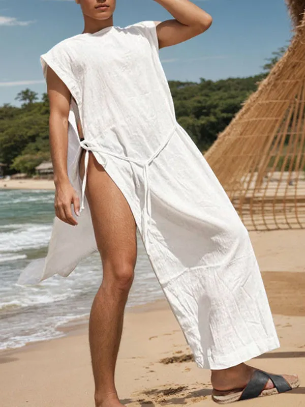 Mens Solid Color Hollow-Out Long Tank SKUL09648 sold by Incerunmen product image thumbnail 2