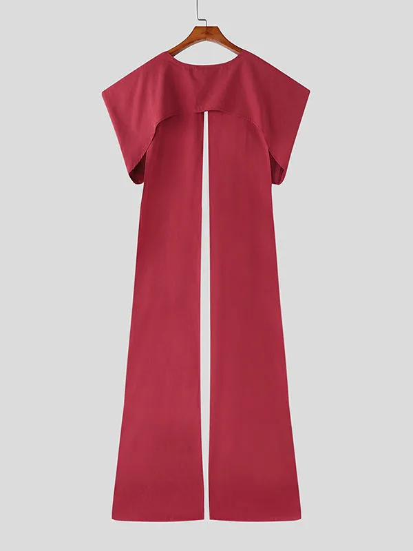 Mens Solid Color Split Hem Wide-Shoulder Cape SKUL08464 sold by Incerunmen product image thumbnail 5