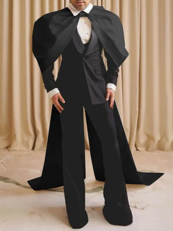 Mens Solid Color Split Hem Wide-Shoulder Cape SKUL08464 sold by Incerunmen