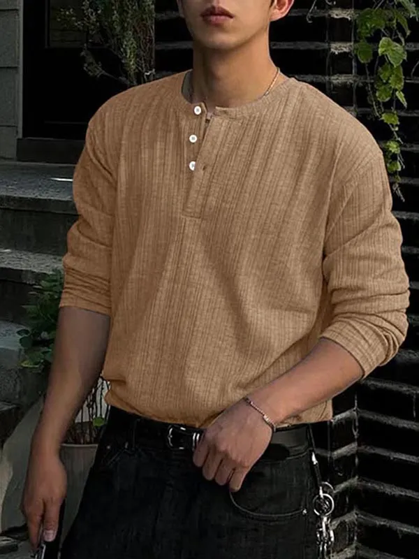 Mens Textured Ribbed Long-Sleeve T-Shirt SKUL01326 sold by Incerunmen product image thumbnail 5