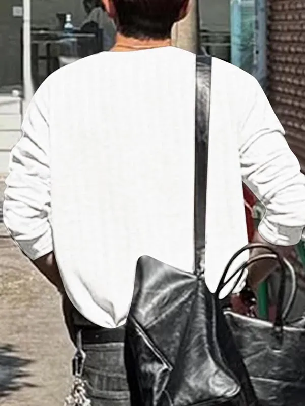 Mens Textured Ribbed Long-Sleeve T-Shirt SKUL01326 sold by Incerunmen product image thumbnail 4