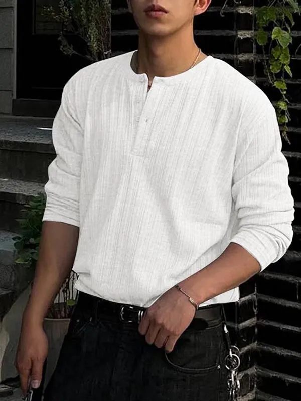 Mens Textured Ribbed Long-Sleeve T-Shirt SKUL01326 sold by Incerunmen product image thumbnail 3