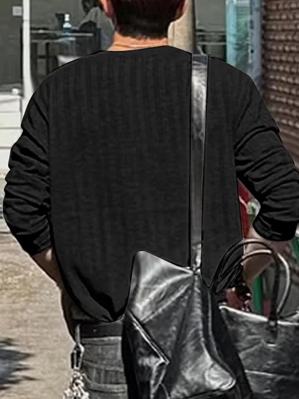 Mens Textured Ribbed Long-Sleeve T-Shirt SKUL01326 sold by Incerunmen product image thumbnail 2