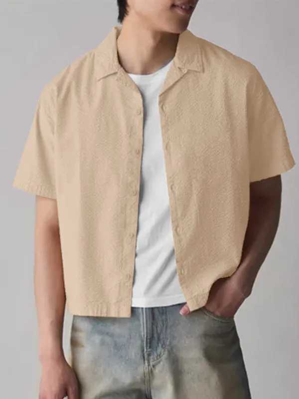 Mens Solid Color Textured Short-Sleeve Shirt SKUL11804 sold by Incerunmen product image thumbnail 3