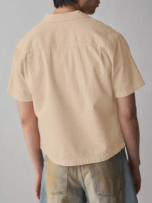 Mens Solid Color Textured Short-Sleeve Shirt SKUL11804 sold by Incerunmen product image thumbnail 4