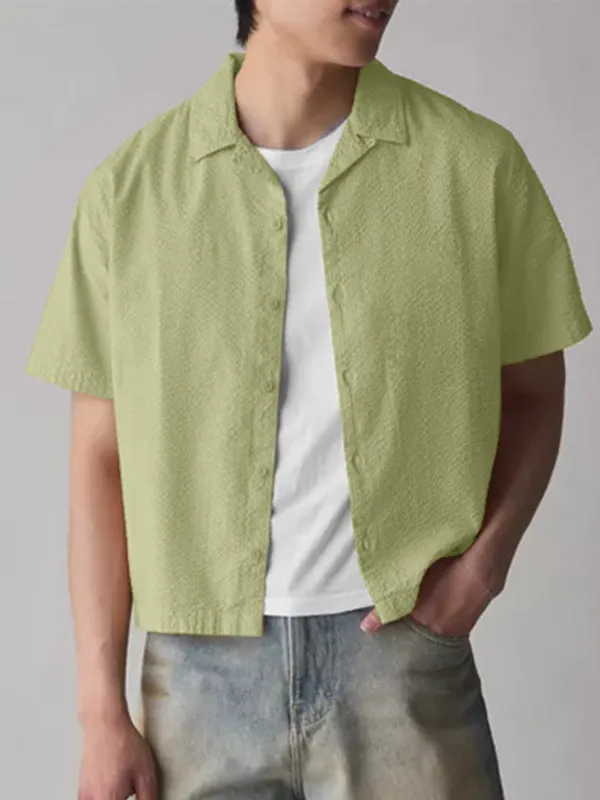 Mens Solid Color Textured Short-Sleeve Shirt SKUL11804 sold by Incerunmen product image thumbnail 5