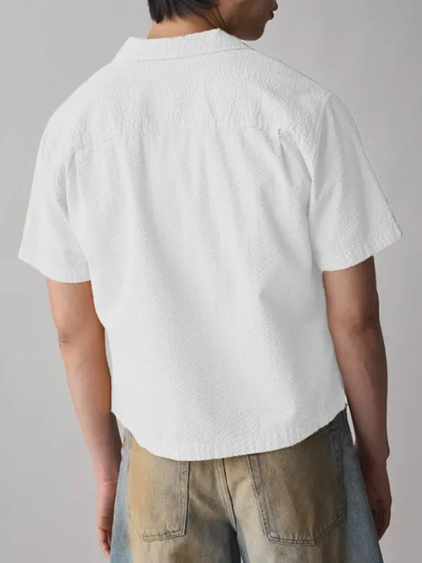 Mens Solid Color Textured Short-Sleeve Shirt SKUL11804 sold by Incerunmen product image thumbnail 2