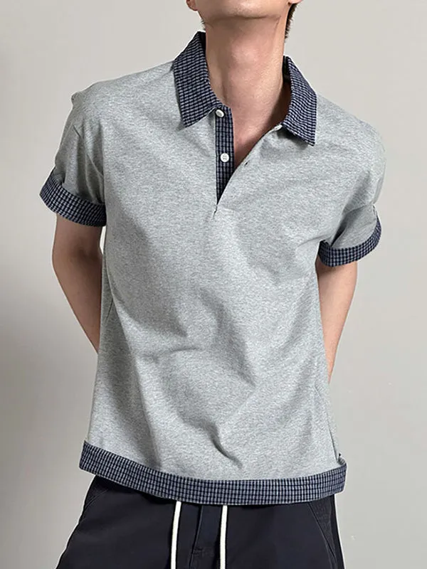 Mens Plaid Colorblock Short Sleeve Shirt SKUL10742 sold by Incerunmen product image thumbnail 3