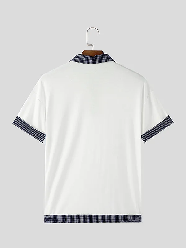 Mens Plaid Colorblock Short Sleeve Shirt SKUL10742 sold by Incerunmen product image thumbnail 5