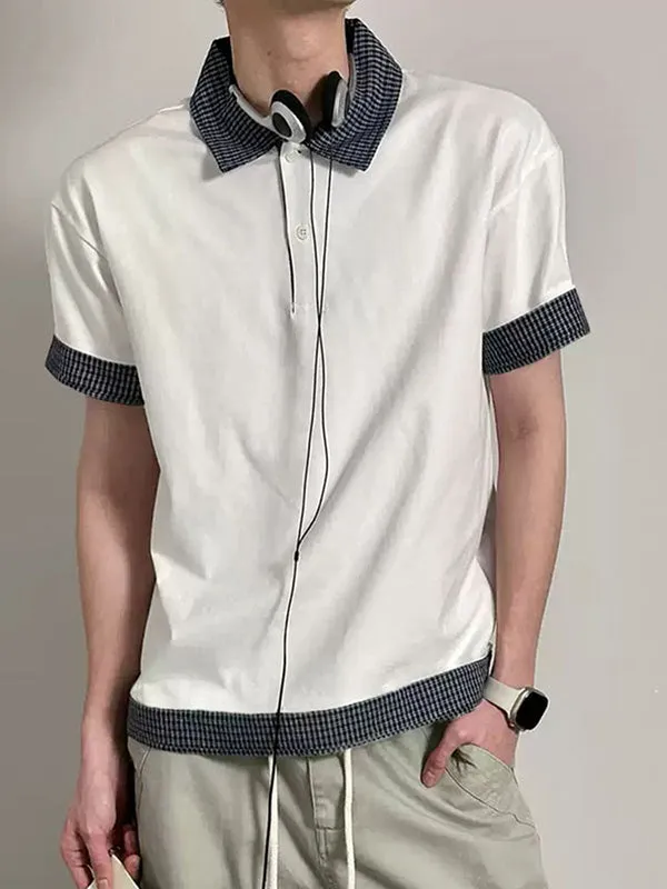 Mens Plaid Colorblock Short Sleeve Shirt SKUL10742 sold by Incerunmen