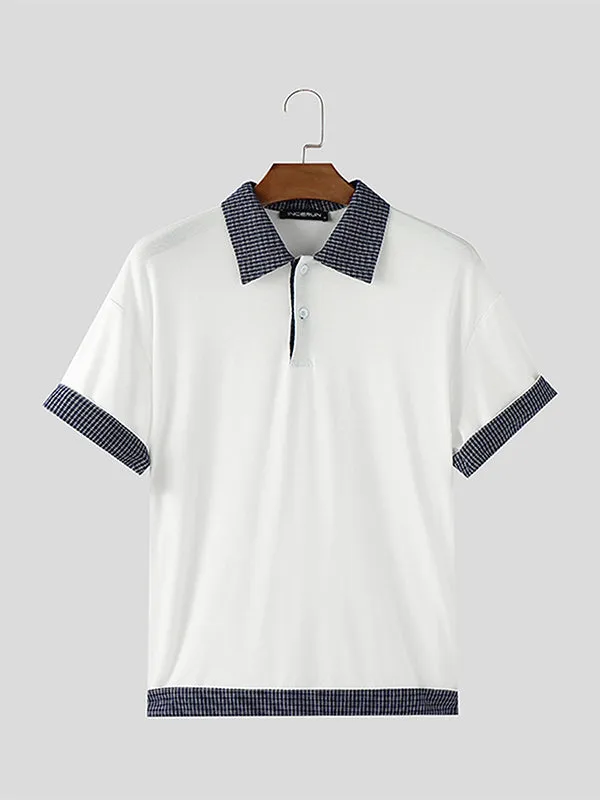 Mens Plaid Colorblock Short Sleeve Shirt SKUL10742 sold by Incerunmen product image thumbnail 4