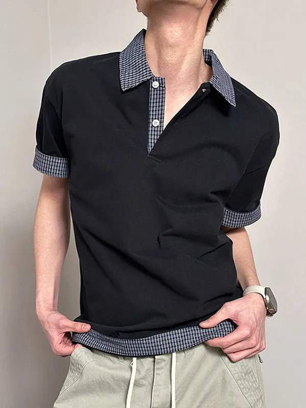 Mens Plaid Colorblock Short Sleeve Shirt SKUL10742 sold by Incerunmen product image thumbnail 2