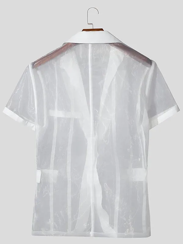 Mens Sheer Striped Short Sleeve Blazer SKUL03124 sold by Incerunmen product image thumbnail 5