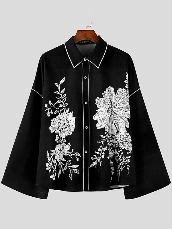 Mens Floral Print Flared Sleeve Shirt SKUL02404 sold by Incerunmen product image thumbnail 4