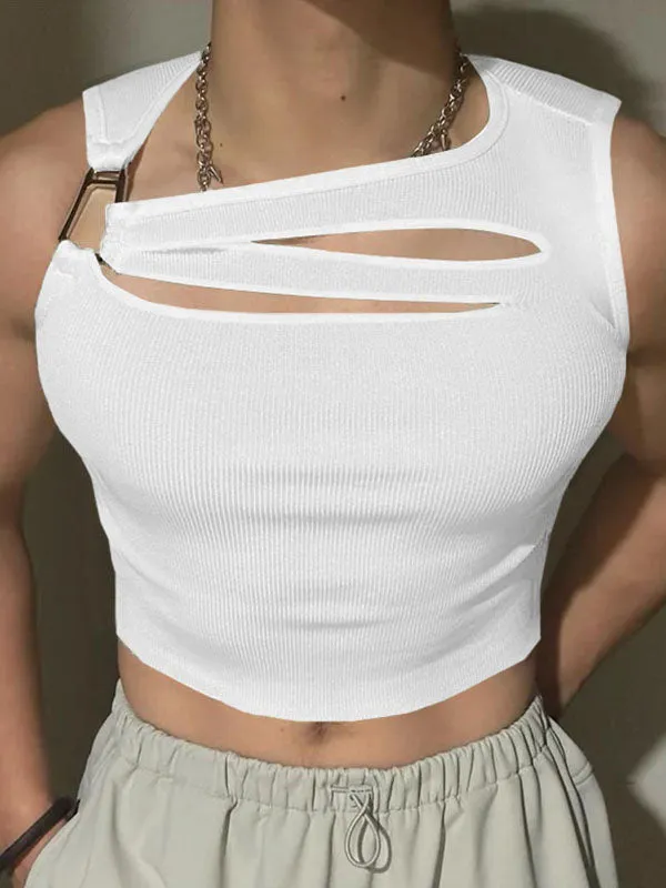 Mens Solid Color Textured Cut-Out Tank SKUL05804 sold by Incerunmen product image thumbnail 2