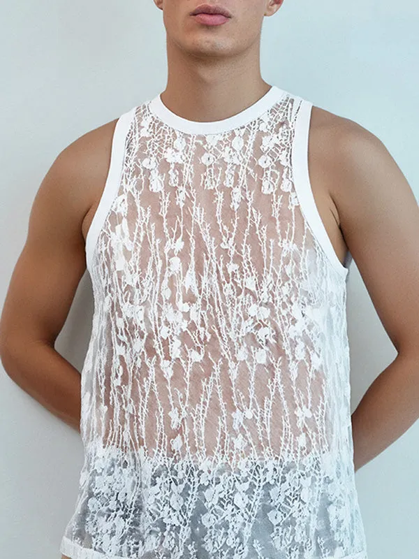 Mens Solid Color Sheer Mesh Tank SKUK95740 sold by Incerunmen product image thumbnail 2