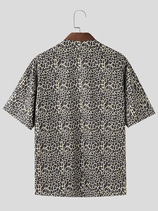 Mens Leopard Print Short Sleeve Shirt SKUL10755 sold by Incerunmen product image thumbnail 4