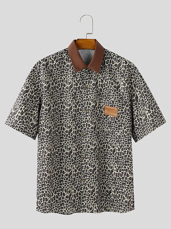 Mens Leopard Print Short Sleeve Shirt SKUL10755 sold by Incerunmen product image thumbnail 3