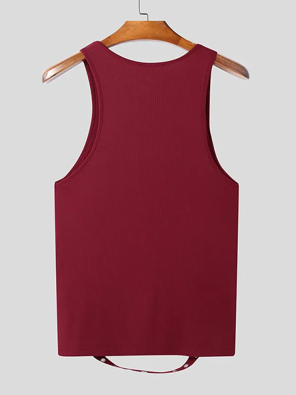 Mens Solid Color Metal Ring Patchwork Tank SKUL04414 sold by Incerunmen product image thumbnail 5