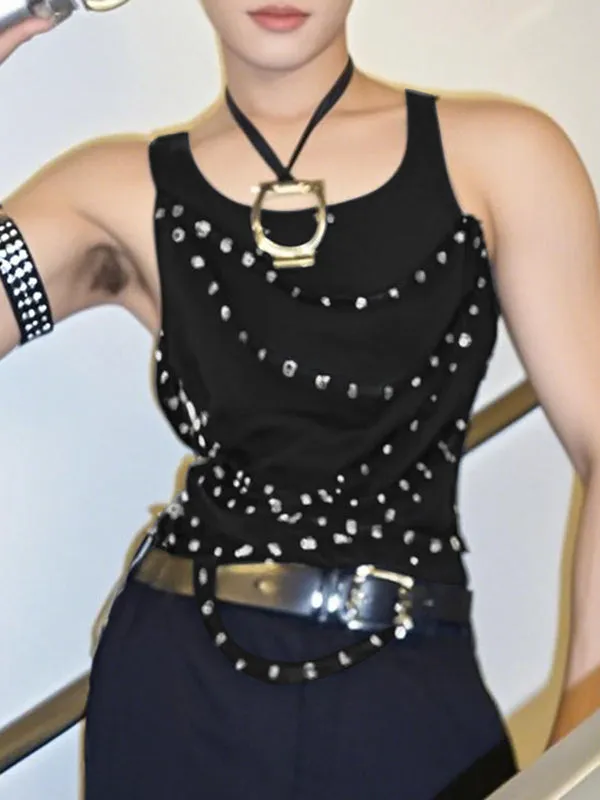 Mens Solid Color Metal Ring Patchwork Tank SKUL04414 sold by Incerunmen