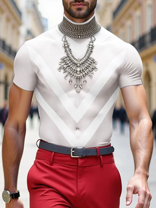Mens Sheer Slim-Fit Short-Sleeve T-Shirt SKUL04427 sold by Incerunmen product image thumbnail 2