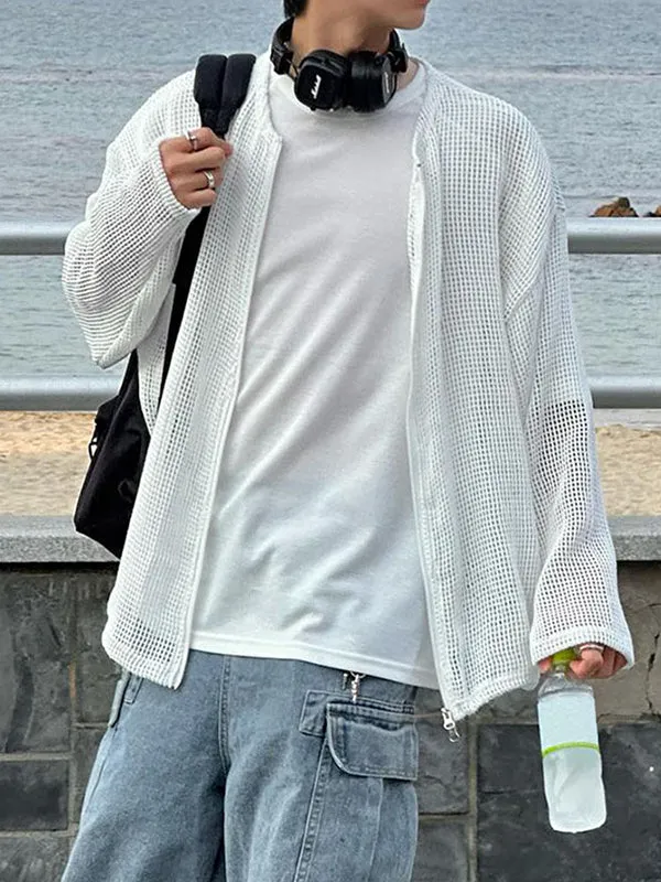 Mens Hollow-Out Zip-Up Long-Sleeve Cardigan SKUL02398 sold by Incerunmen product image thumbnail 2