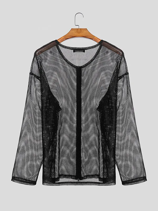 Mens Hollow-Out Zip-Up Long-Sleeve Cardigan SKUL02398 sold by Incerunmen product image thumbnail 4