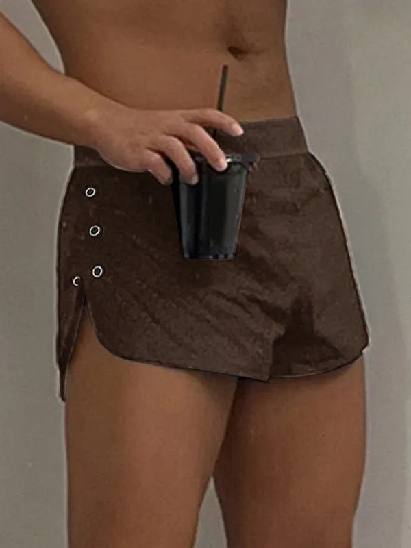 Mens Solid Color Side-Slit Short SKUL08456 sold by Incerunmen product image thumbnail 3