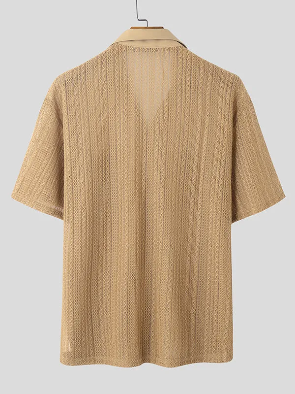 Mens Solid Color Textured Short Sleeve Shirt SKUL06560 sold by Incerunmen product image thumbnail 5