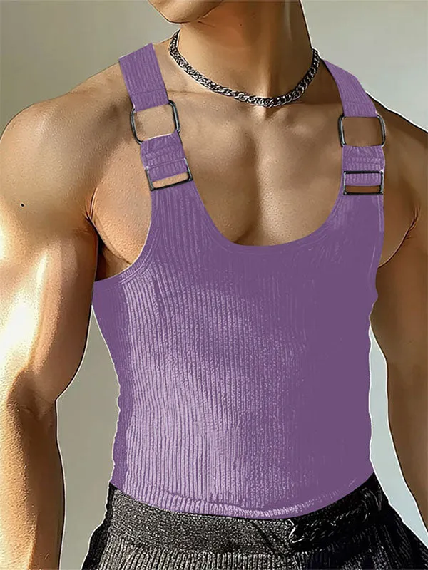 Mens Metal Buckle Patchwork Casual Tank SKUL05854 sold by Incerunmen product image thumbnail 3