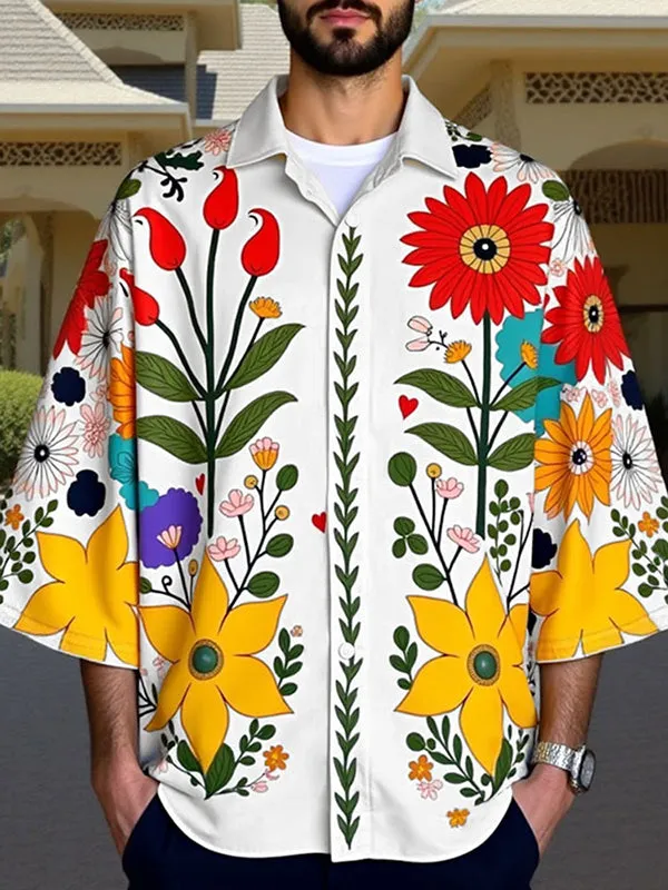 Mens Casual Floral Print Colorblock Shirt SKUL05737 sold by Incerunmen product image thumbnail 2