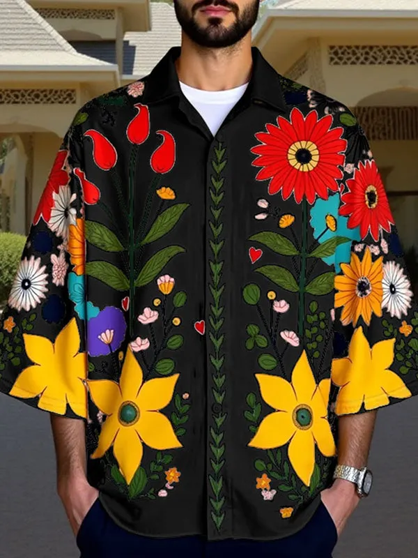 Mens Casual Floral Print Colorblock Shirt SKUL05737 sold by Incerunmen