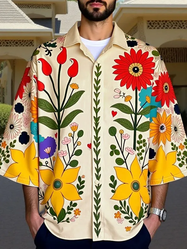 Mens Casual Floral Print Colorblock Shirt SKUL05737 sold by Incerunmen product image thumbnail 3