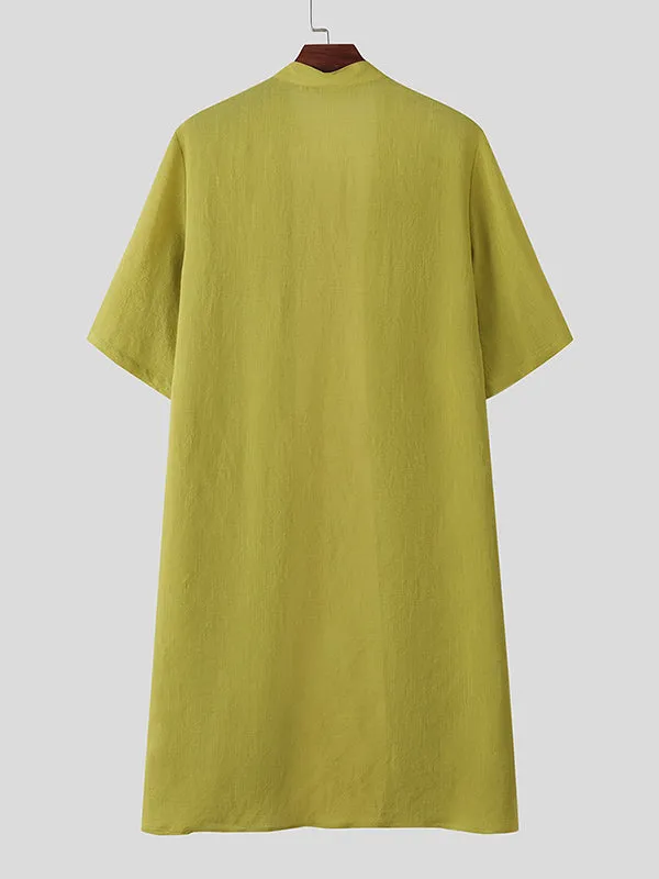 Mens Solid Color Long Hem Short Sleeve Cardigan SKUL05772 sold by Incerunmen product image thumbnail 5