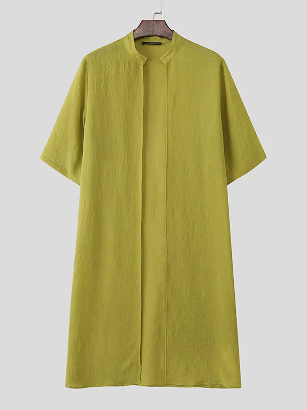 Mens Solid Color Long Hem Short Sleeve Cardigan SKUL05772 sold by Incerunmen product image thumbnail 4