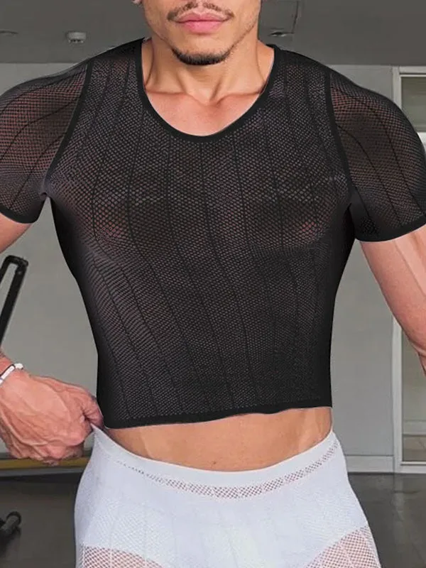 Mens Sheer Mesh Short Sleeve T-Shirt SKUL04436 sold by Incerunmen product image thumbnail 2