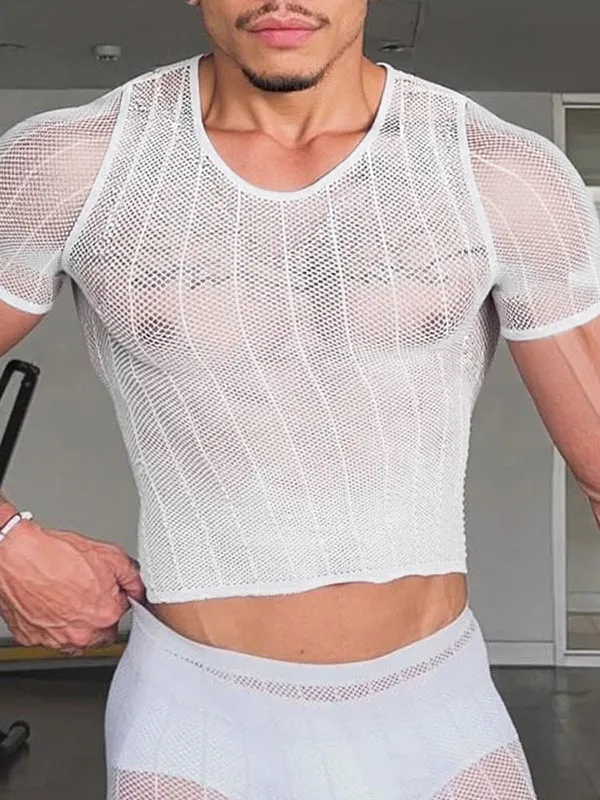 Mens Sheer Mesh Short Sleeve T-Shirt SKUL04436 sold by Incerunmen