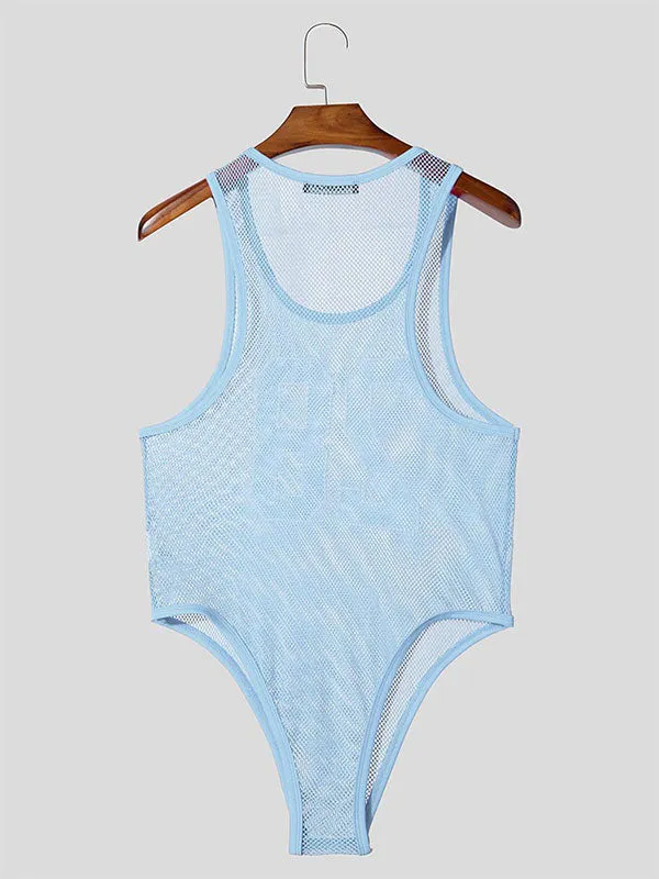 Mens Digital Print Sheer Mesh Sleeveless Bodysuit SKUL03027 sold by Incerunmen product image thumbnail 5