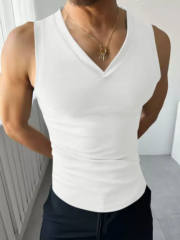 Mens Solid Textured V-Neck Tank SKUL04413 sold by Incerunmen product image thumbnail 3
