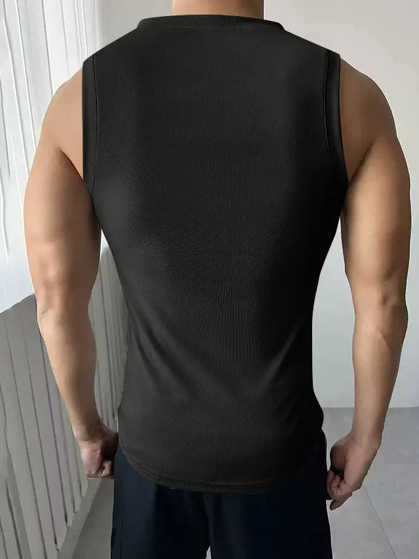 Mens Solid Textured V-Neck Tank SKUL04413 sold by Incerunmen product image thumbnail 2