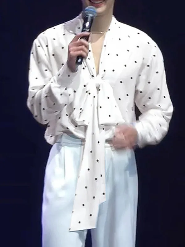 Mens Polka Dot Print Bow Long Sleeve Shirt SKUL01344 sold by Incerunmen product image thumbnail 2