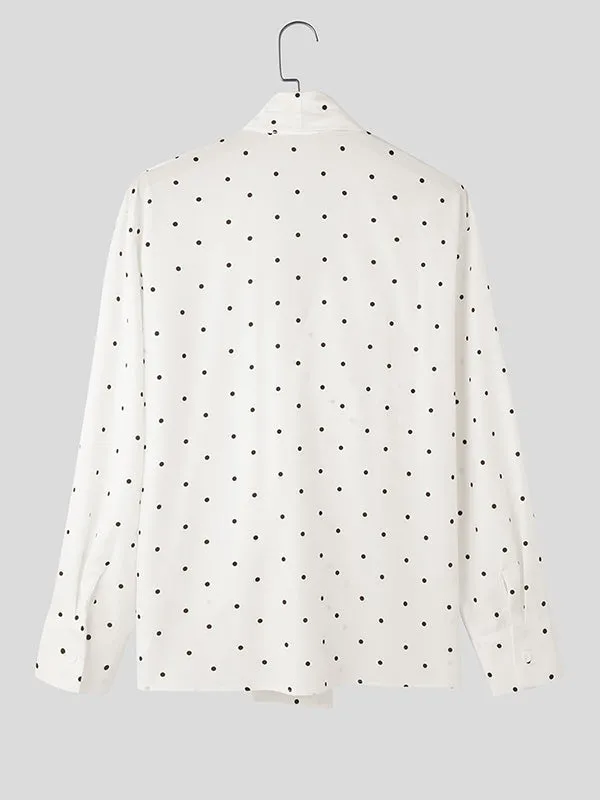 Mens Polka Dot Print Bow Long Sleeve Shirt SKUL01344 sold by Incerunmen product image thumbnail 5