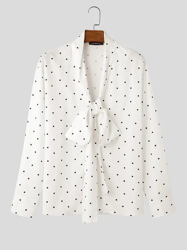 Mens Polka Dot Print Bow Long Sleeve Shirt SKUL01344 sold by Incerunmen product image thumbnail 4