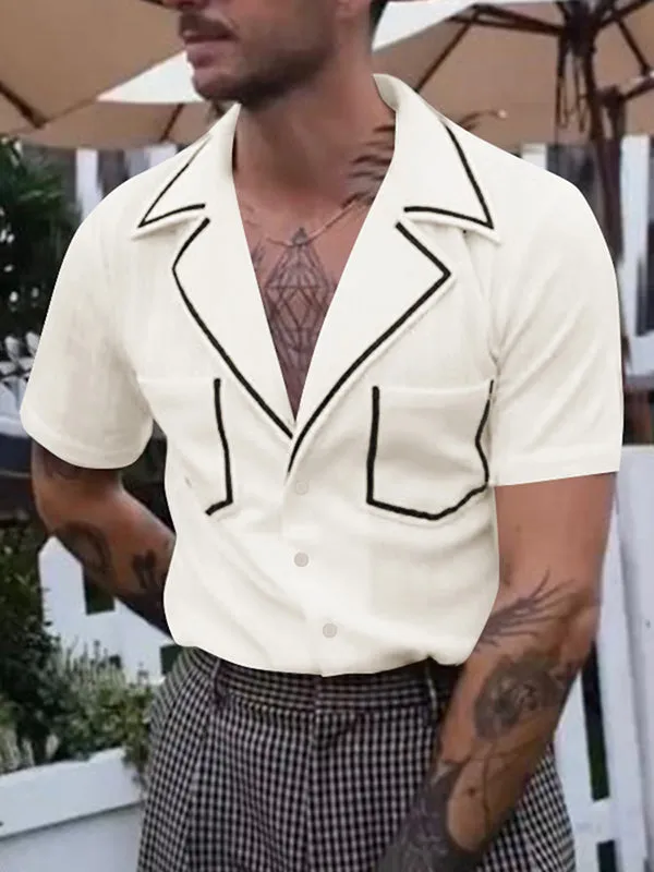 Mens Casual Colorblock Short Sleeve Shirt SKUK99047 sold by Incerunmen