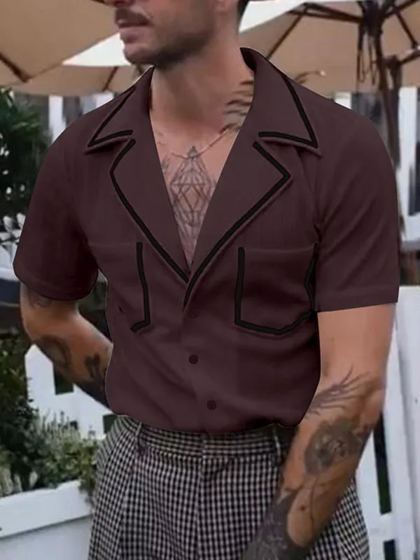 Mens Casual Colorblock Short Sleeve Shirt SKUK99047 sold by Incerunmen product image thumbnail 2