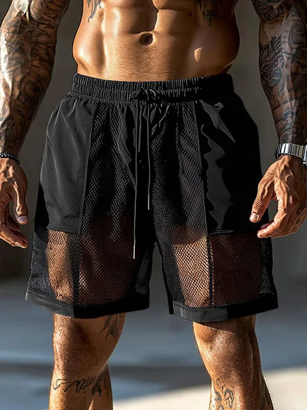 Mens Sheer Loose-Fit Hollow-Out Short SKUK99945 sold by Incerunmen