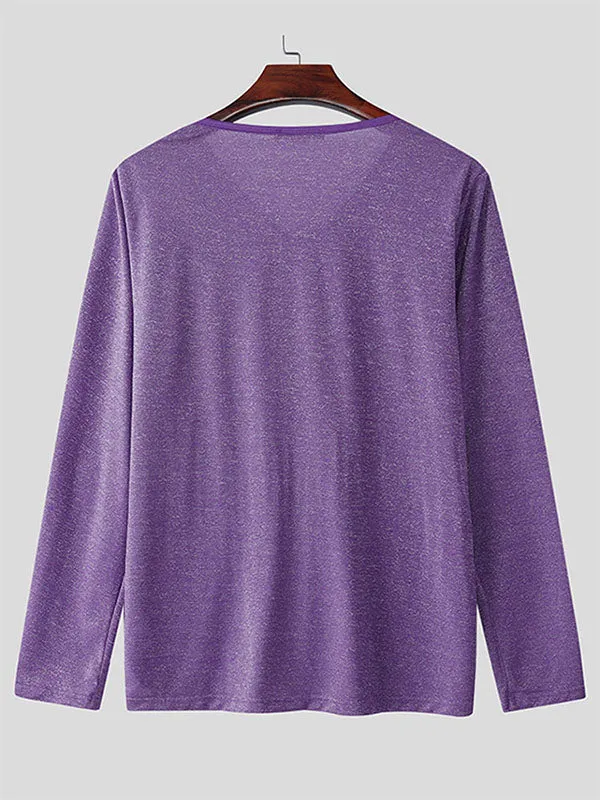 Mens Sparkling V-Neck Long Sleeve T-shirt SKUL02089 sold by Incerunmen product image thumbnail 4