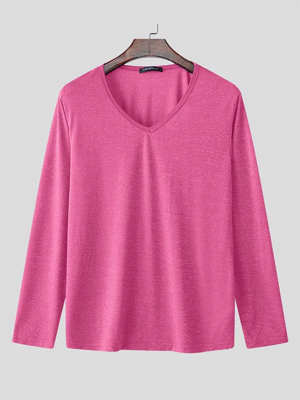 Mens Sparkling V-Neck Long Sleeve T-shirt SKUL02089 sold by Incerunmen product image thumbnail 5
